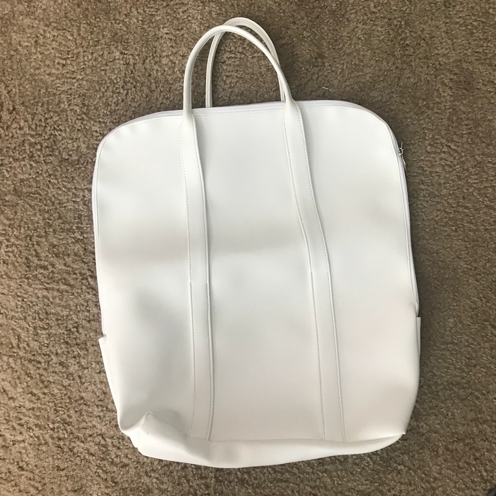Riya white faux leather large tote bag